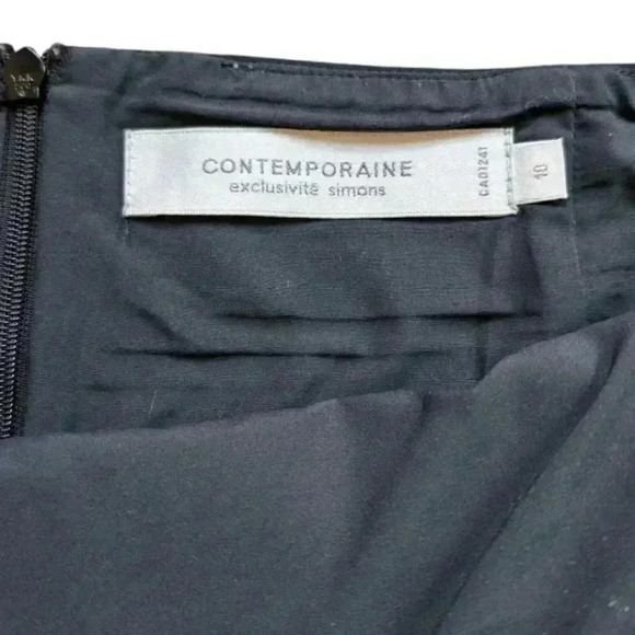 Simons Contemporaine Mini Skirt Black A-line Slanted Zipper Details Women's 10 - Picture 8 of 12
